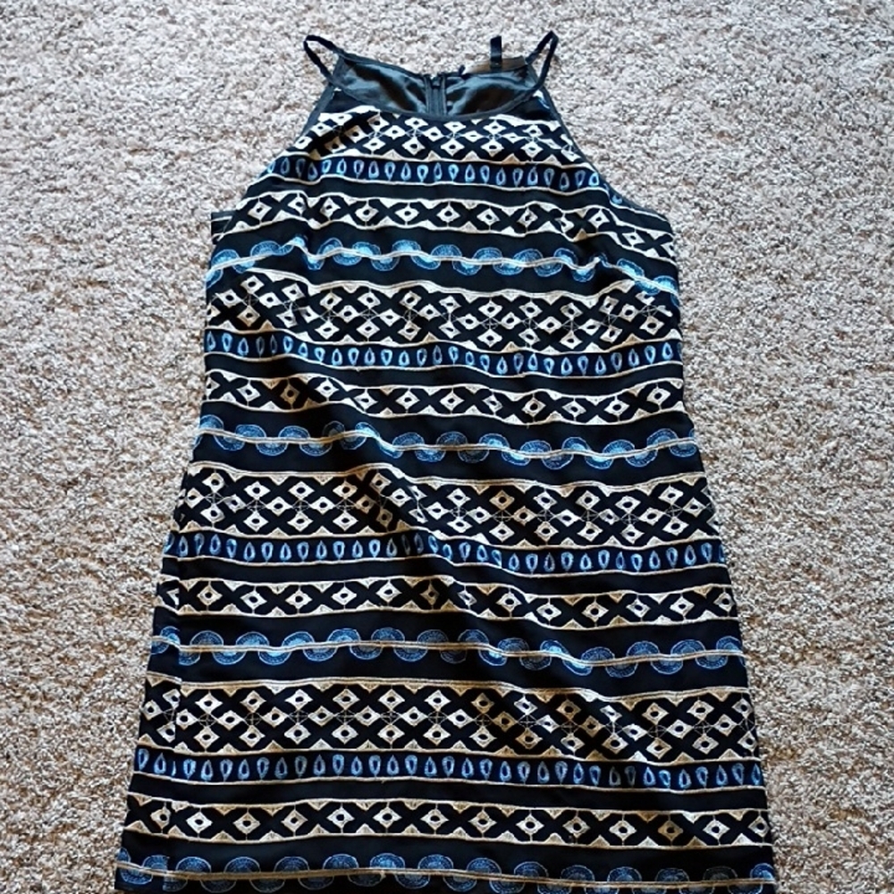 White House Black Market Blue and Black Halter Sundress